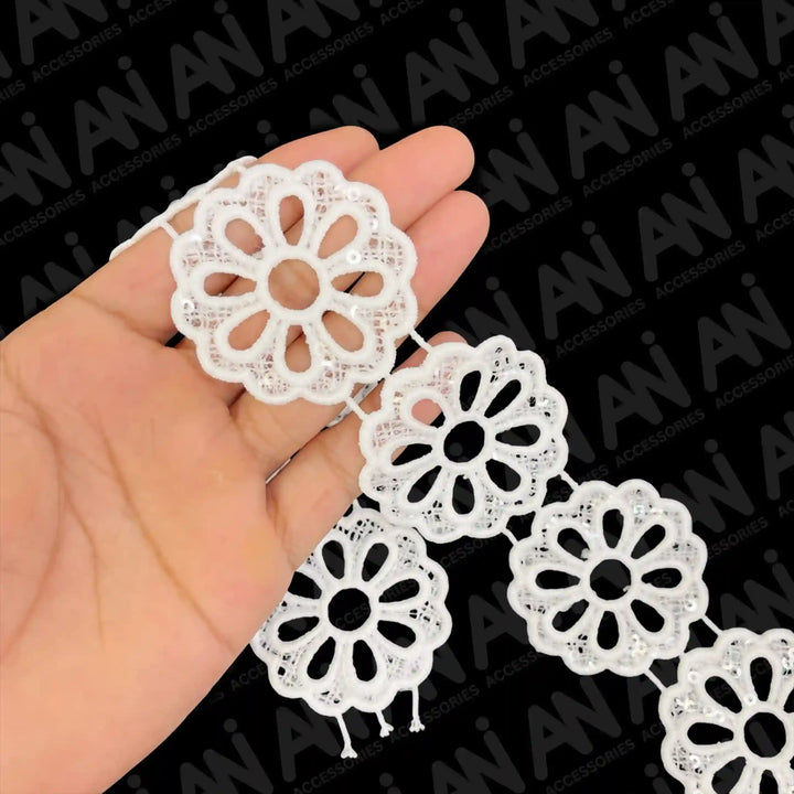 Round sunflower Venetian Sequins Lace Trim | 2 Meter