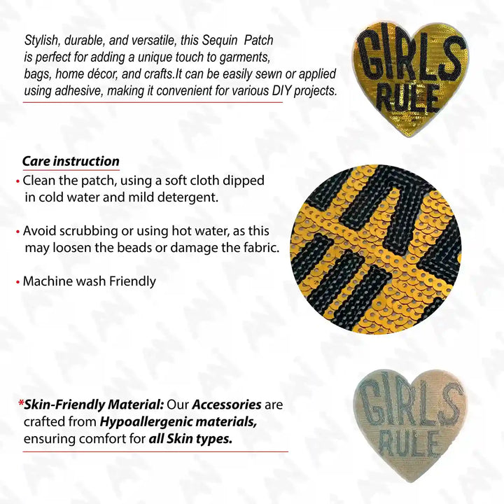 Sequins Girls Rule Patch