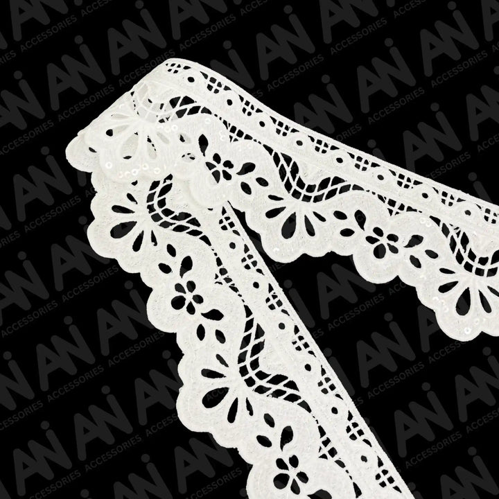 Duchess Leaf Floral Sequins Lace  2 Meter