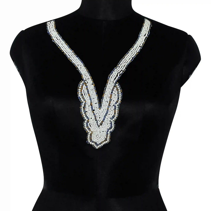 White Beaded Sweetheart Neckline