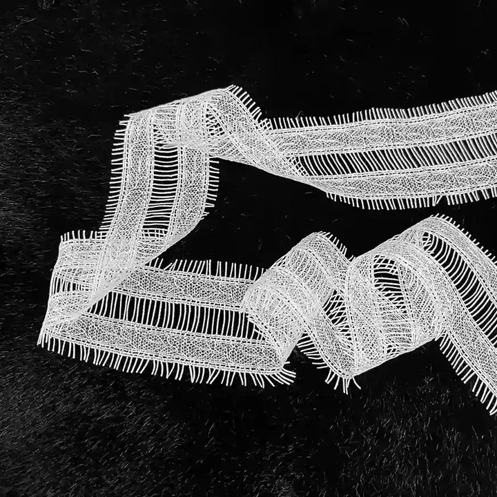 Geometric Ladder-Stitch Lace Trim