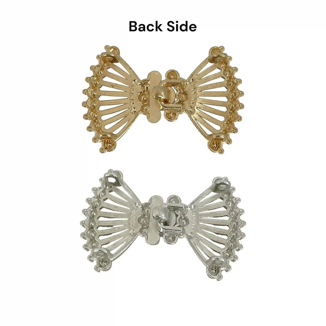 Vintage Style Crystal Rhinestone Metal Frog Closure Buttons