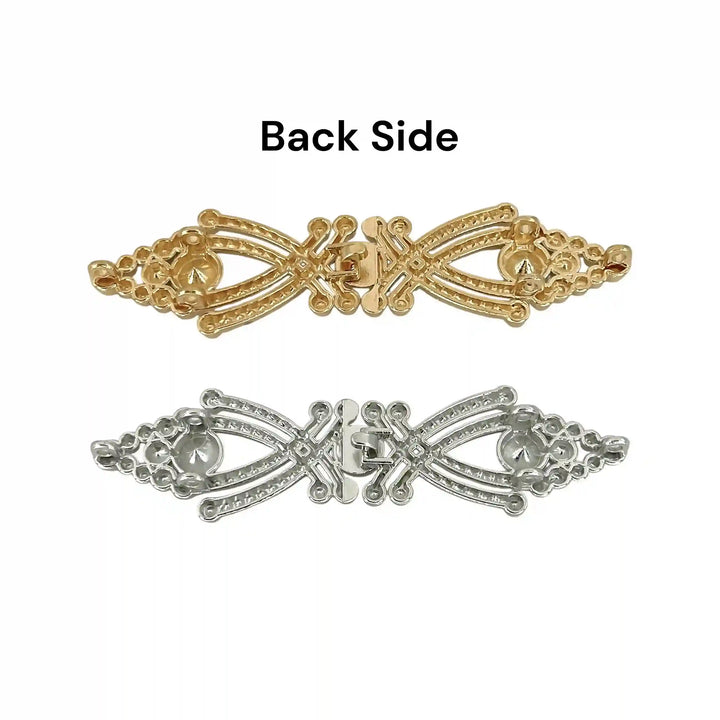 Crystal-Encrusted Metal Frog Closure Buttons