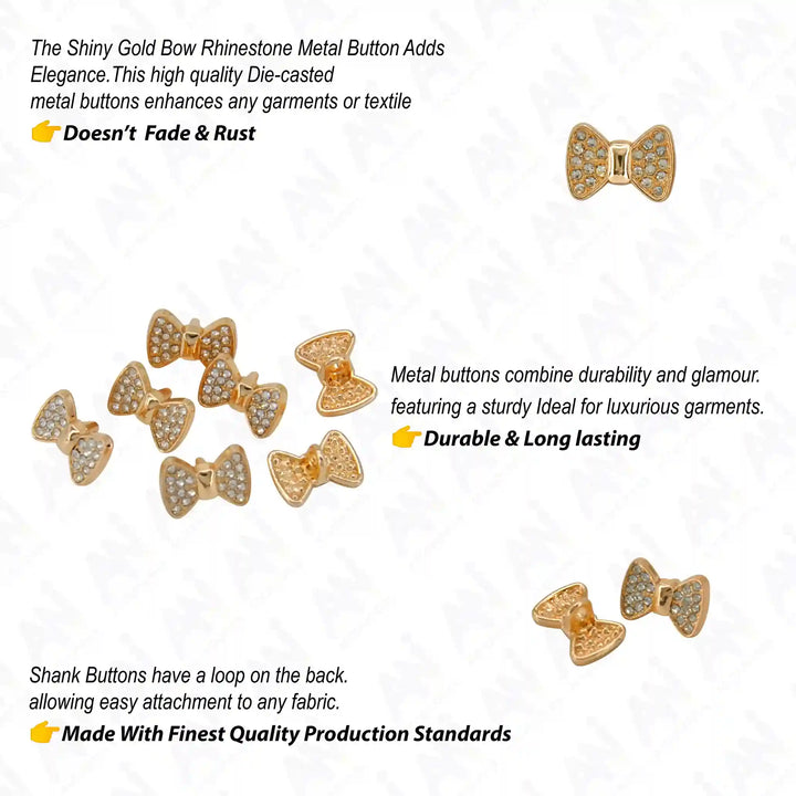 Bow Style Rhinestone Shirt Buttons