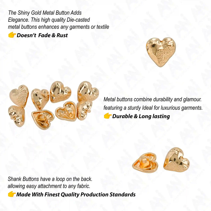 Hammered Heart Shape Shirt Button