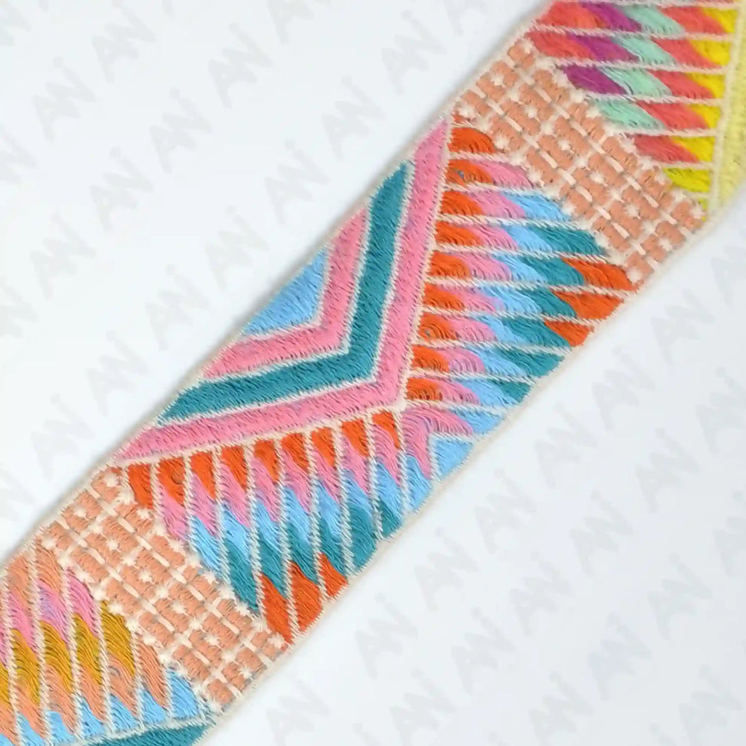 Multicolor Geometric Crochet Lace | 2 Meter