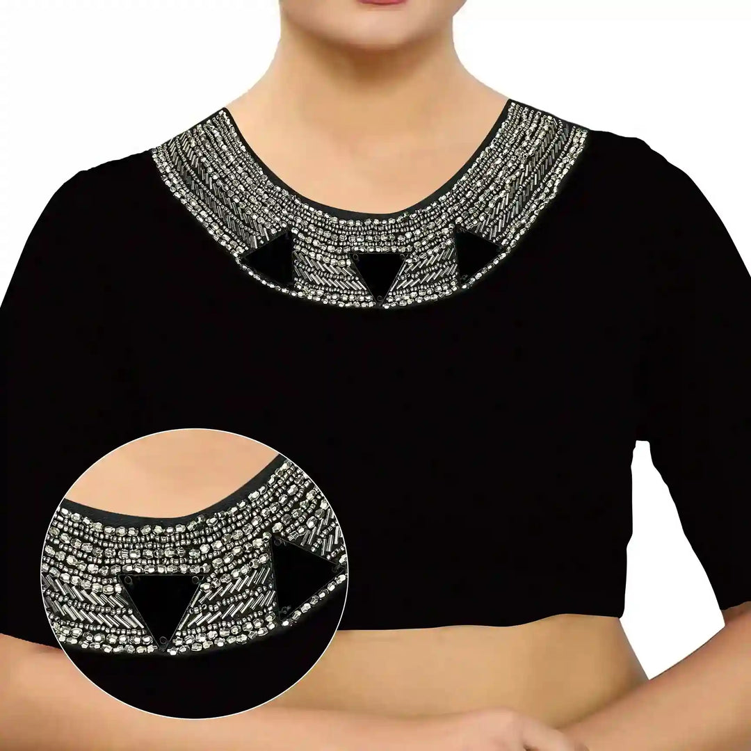 Silver Beaded Neckline