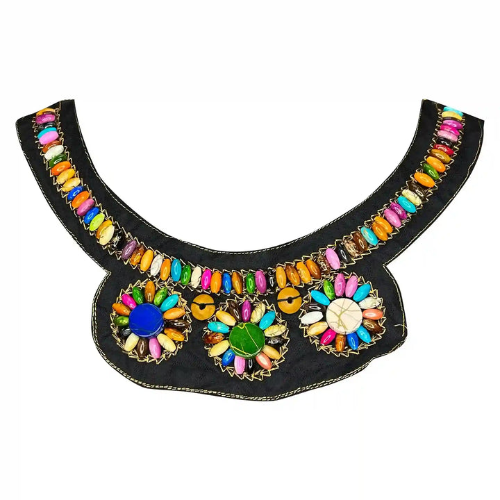 Multicolor Wood Beaded Neckline
