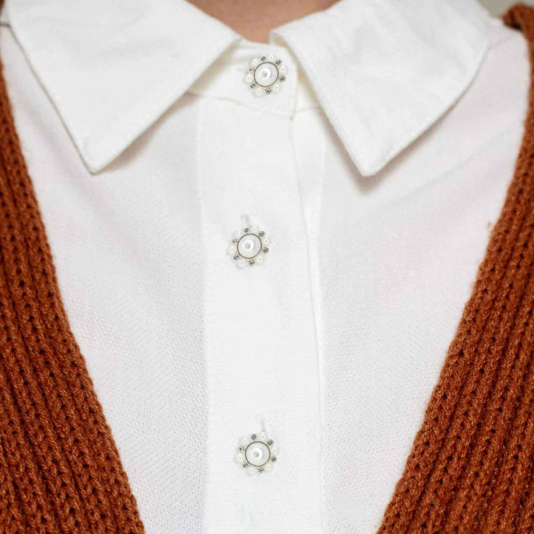 Elegant Dome Pearl Rhinestone Metal Buttons | 20mm(32L)