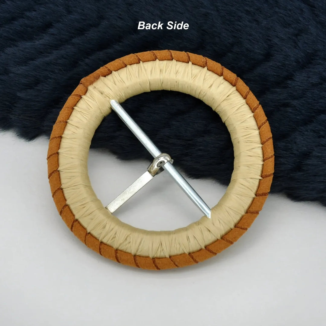 Beige Raffia Wrapped Ring Buckle | 3 inches (7.8cm)