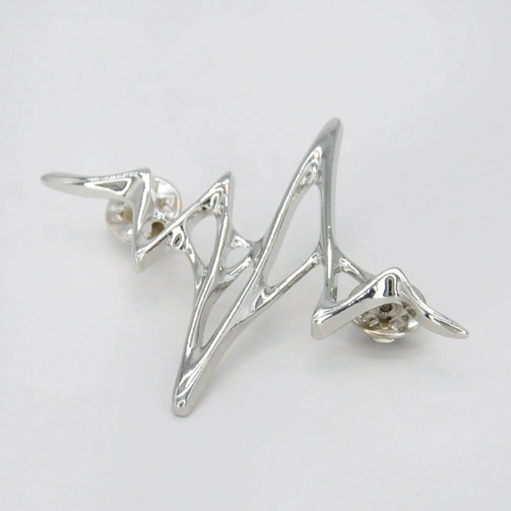 Silver Finish Wave Design Butterfly Clutch | 5.5cm x 7cm