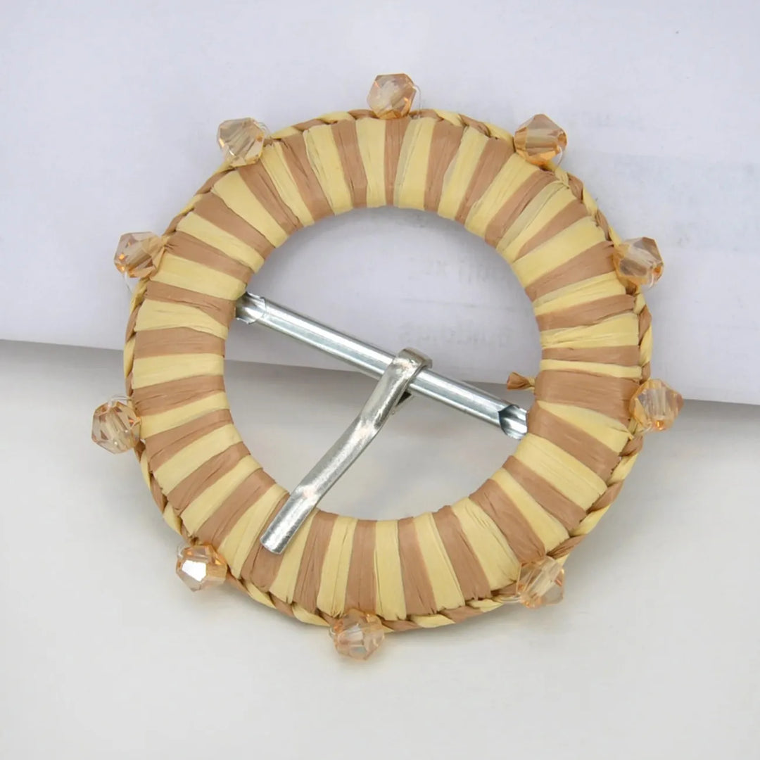 Traditional Raffia Wrapped Decorative Buckle | 5.4cm & 7cm