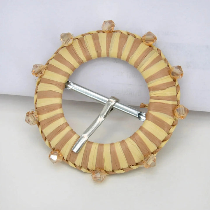Traditional Raffia Wrapped Decorative Buckle | 5.4cm & 7cm