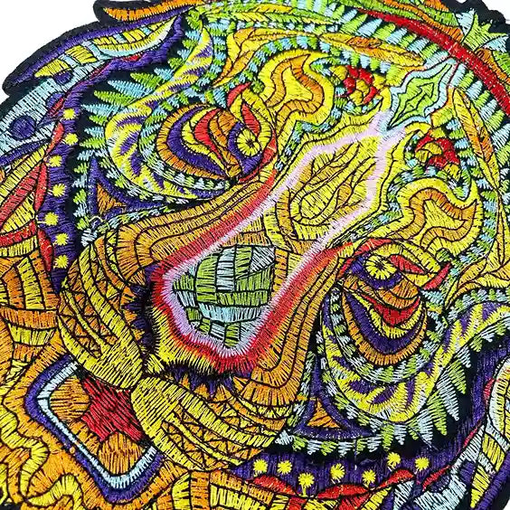 Psychedelic Embroidered Tiger Head Patch