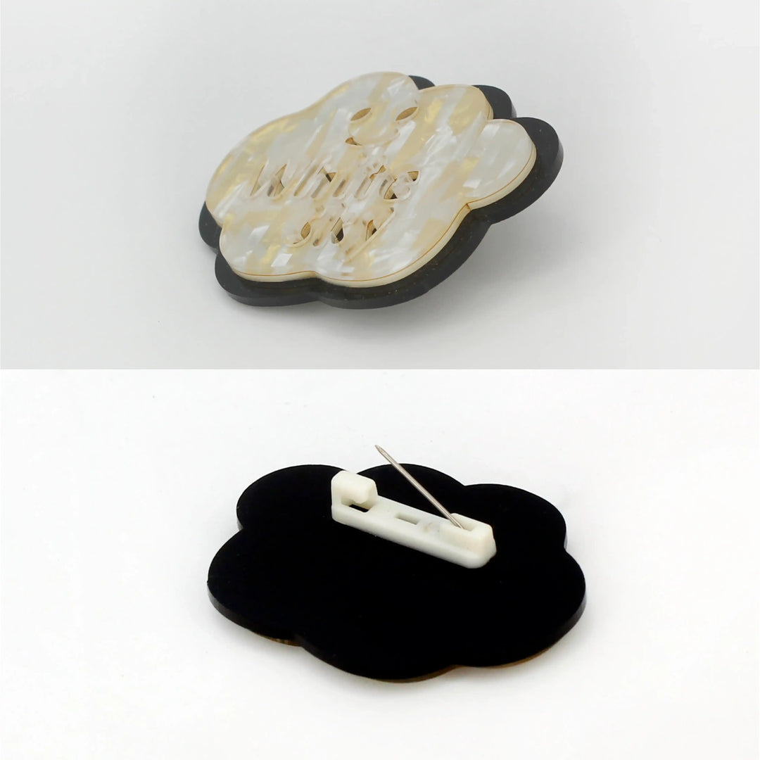 White Sky Smiley Brooch