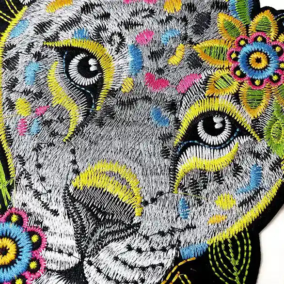 Boho Leopard with Flowers Patch