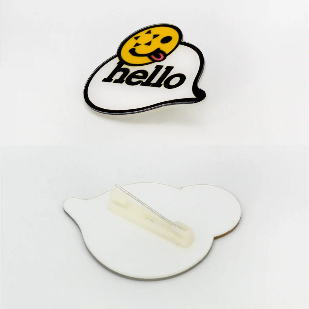 Wacky Hello Emoji Brooch Pin