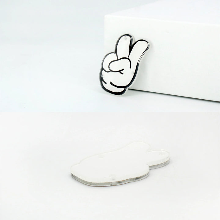 Peace Gesture Acrylic Pin Brooch