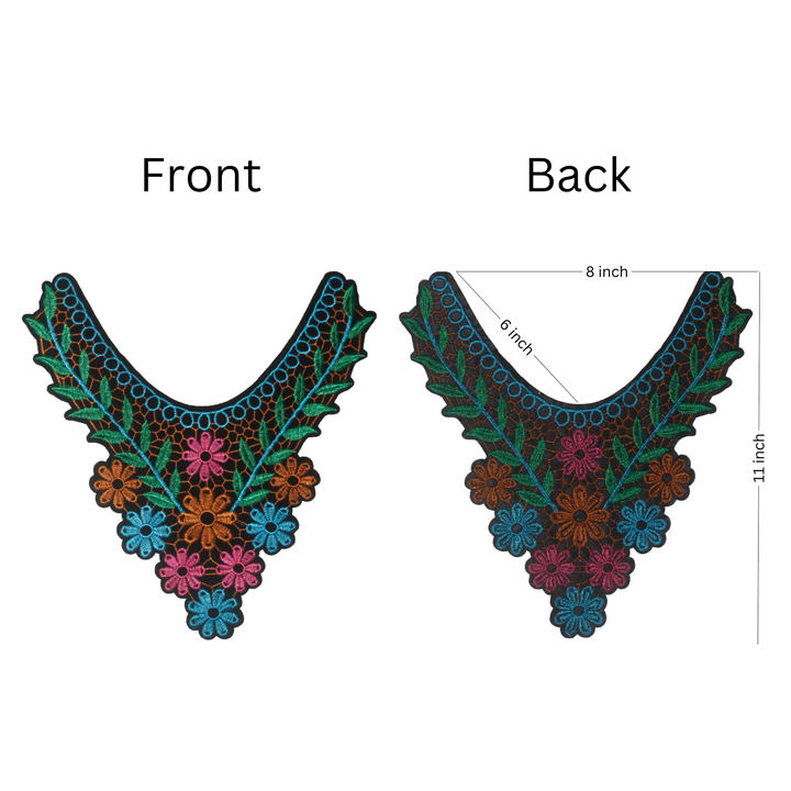 Multicolor Floral Leafy Yoke Neckline