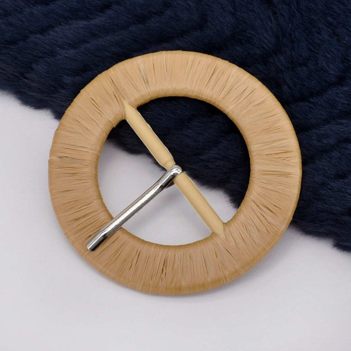 Handcrafted Natural Brown Raffia Buckle | 3.1 inches (8cm)