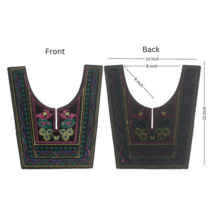 U Shape Multicolor Embroidery Neckline