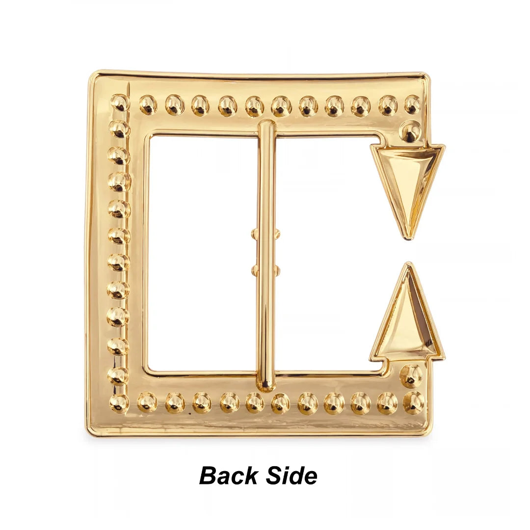 Spike Stud Rhinestone Pavé Square Belt Buckle