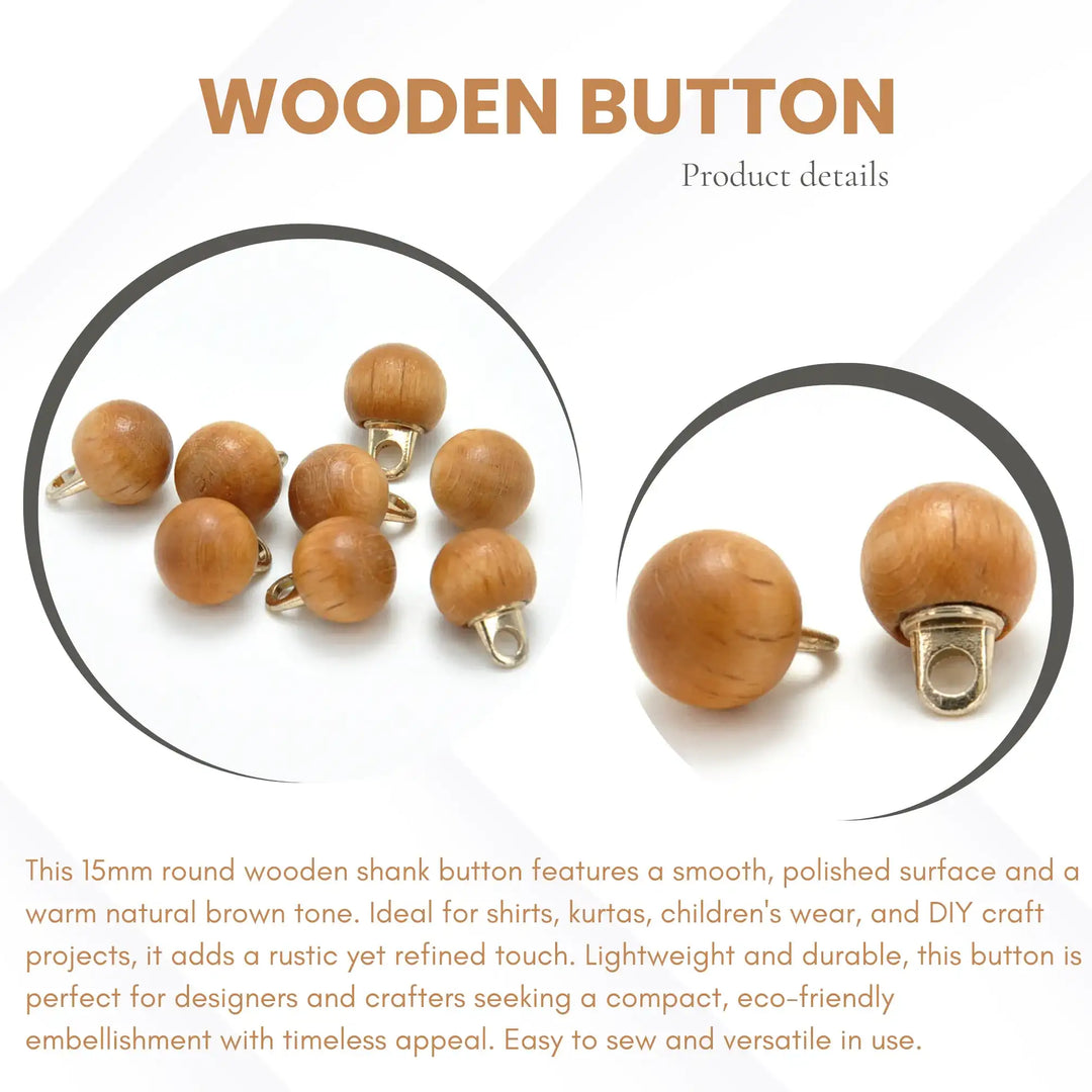 Dark Grain Wooden Button | 10mm