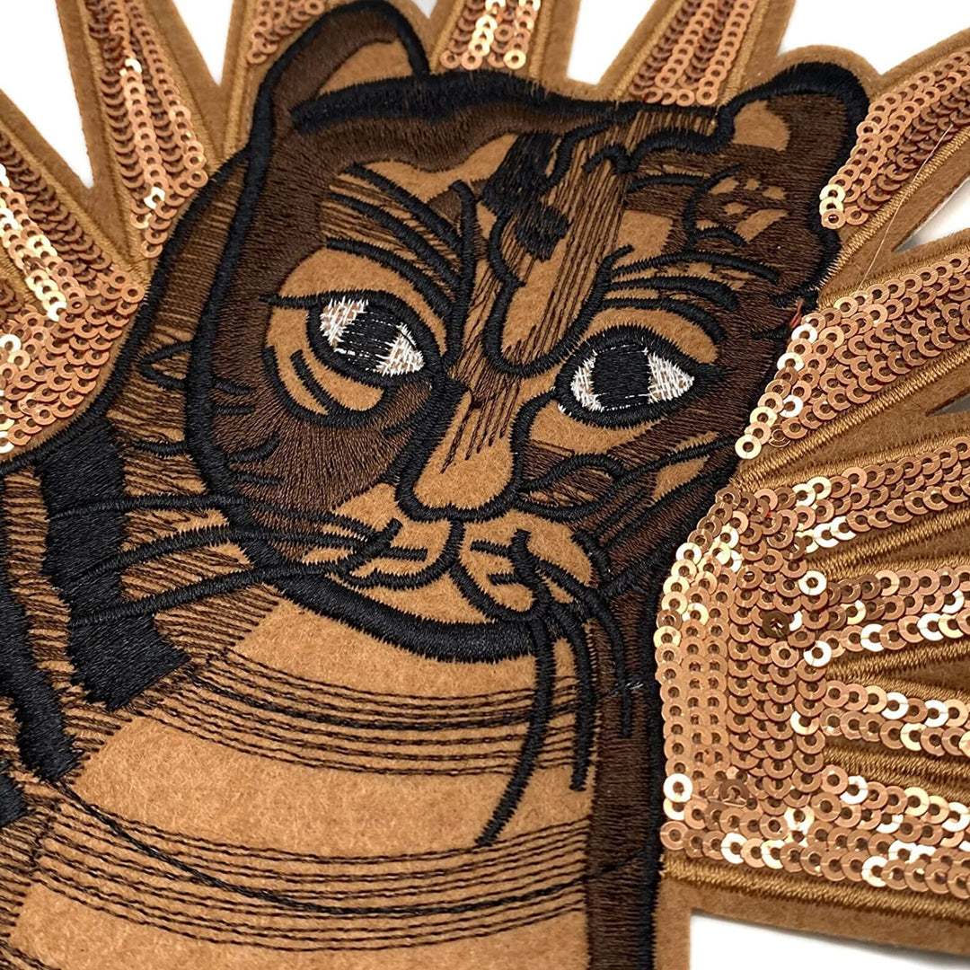 Gold Sequins Egyptian Cat Patch