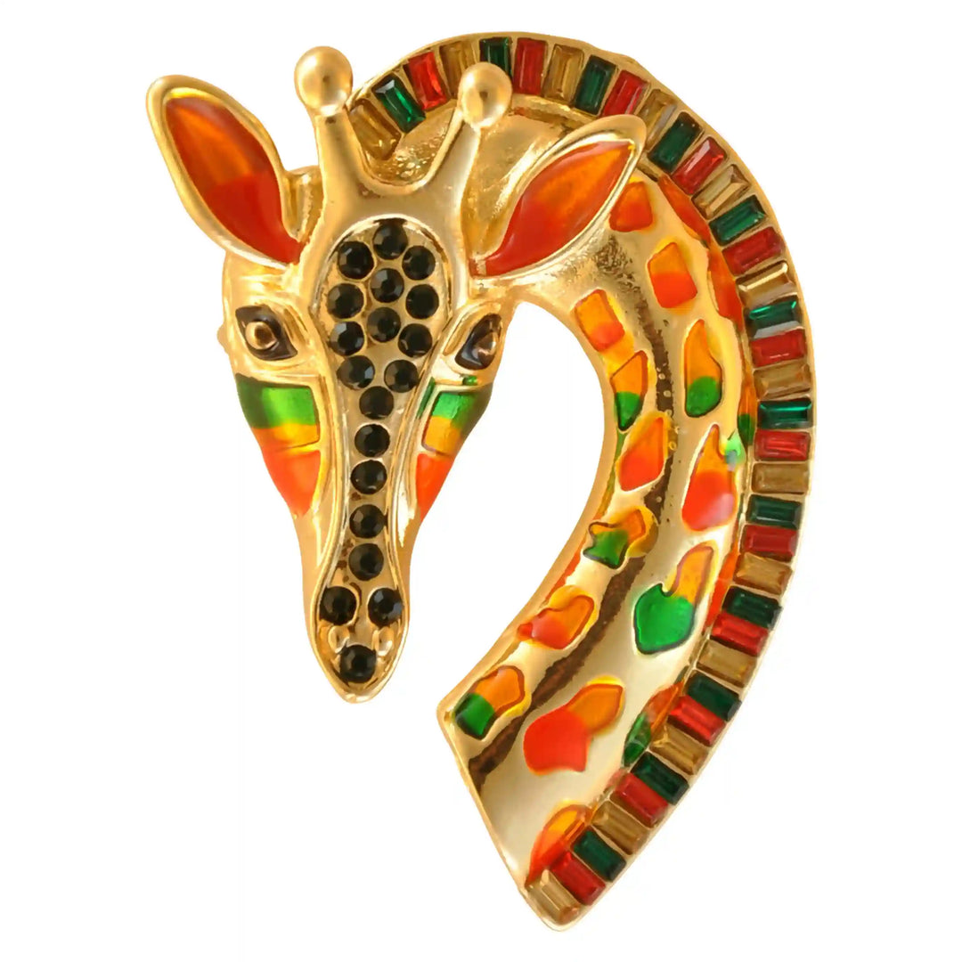 Jeweled Giraffe Brooch Pin