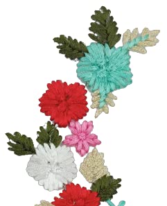 Red Detailed Embroidered Colourful Floral Flower Sew On Applique Patch 2 Pcs