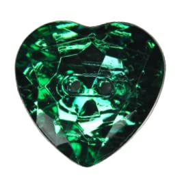 Radiant Dark Green Crystal Heart-Shaped Acrylic Buttons(Pack of 8 Buttons)