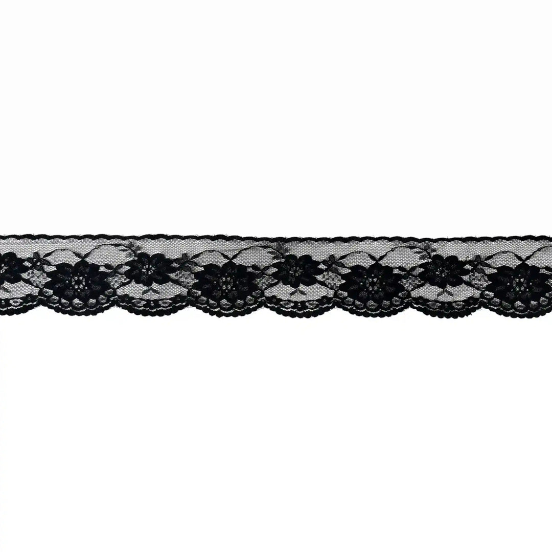 Black Scalloped Floral Lace | 5 Meters | SKU-B-4