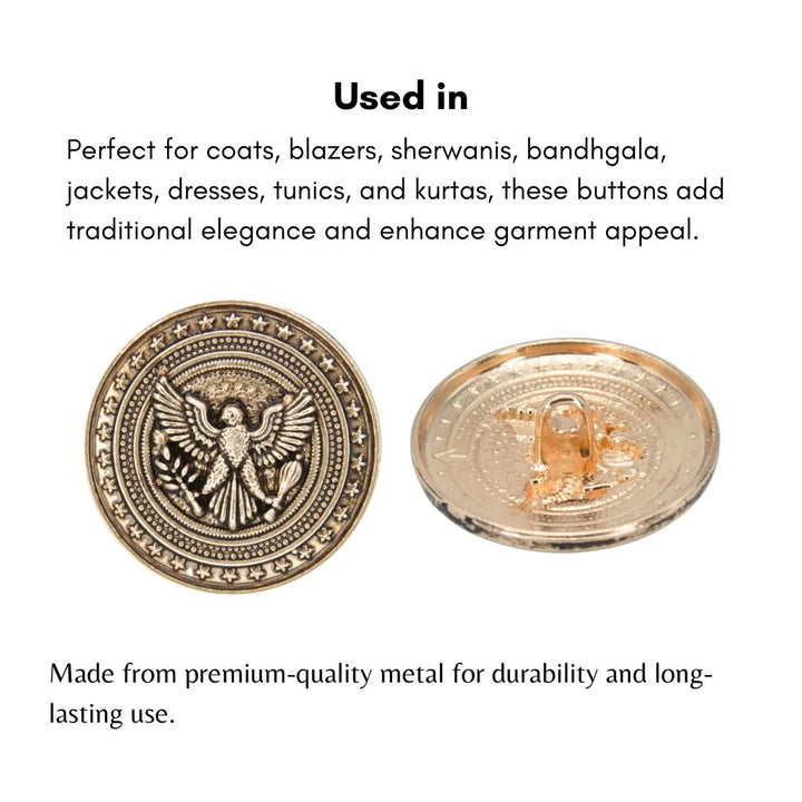 Imperial Eagle Wing Metal Buttons | 18mm(28L) & 23mm(36L)
