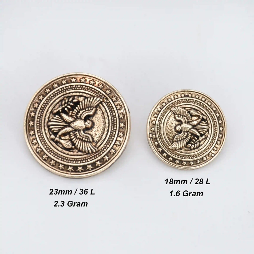 Imperial Eagle Wing Metal Buttons | 18mm(28L) & 23mm(36L)