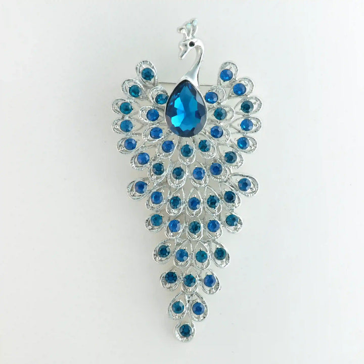 Jeweled Peacock Pin Brooch