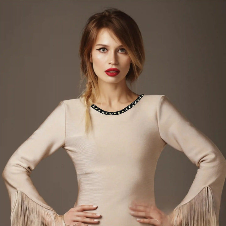 Black and Crystal Neckline
