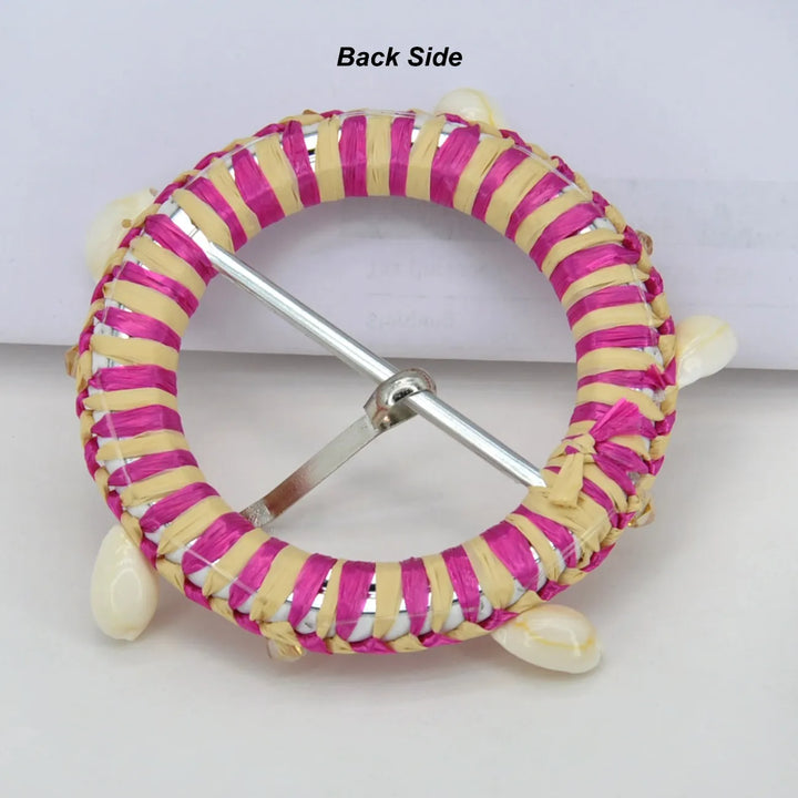 Traditional Raffia Wrapped Decorative Buckle | 5.4cm & 7cm
