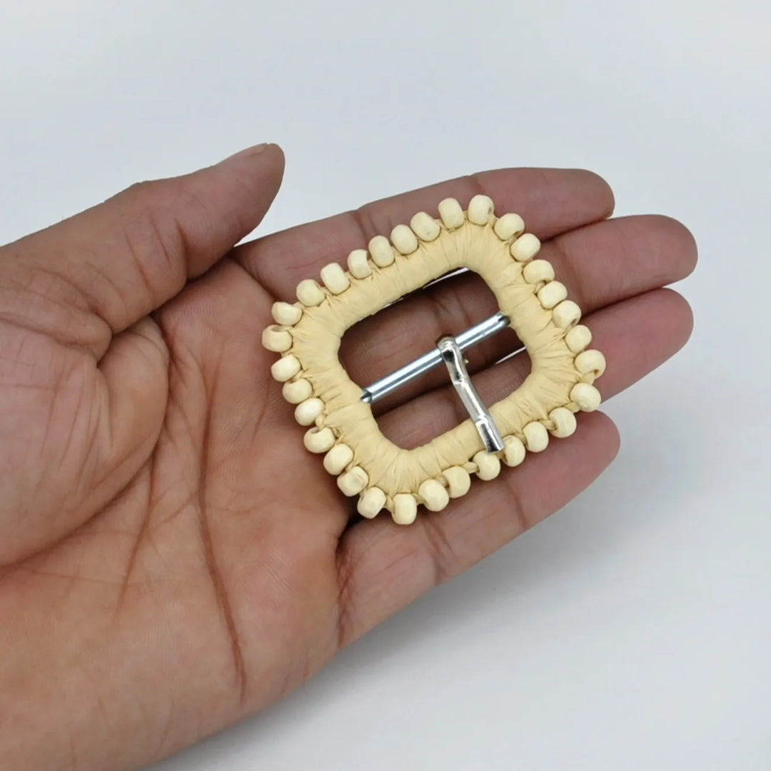 Rectangular Handwoven Straw Raffia Buckle | 2 inches & 3.3 inches