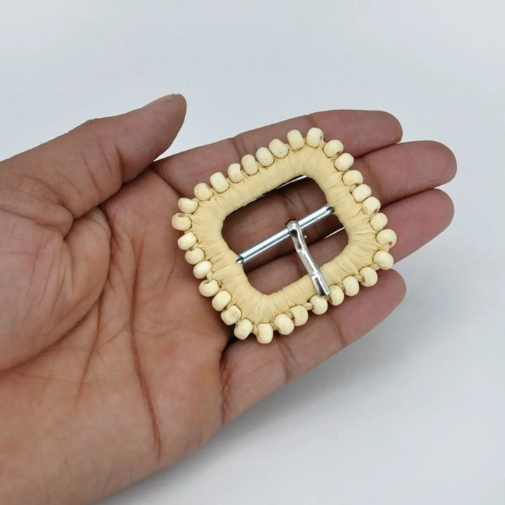 Rectangular Handwoven Straw Raffia Buckle | 2 inches & 3.3 inches