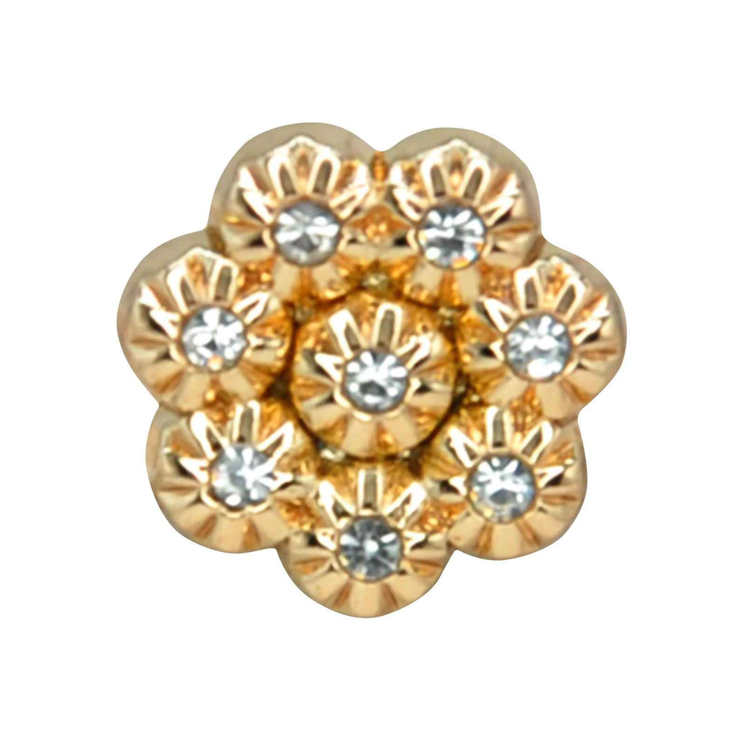 Premium Gold Rhinestone Floral Metal Button | 11mm (17L)