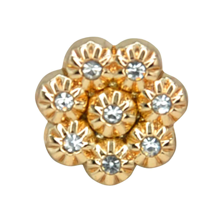 Premium Gold Rhinestone Floral Metal Button | 11mm (17L)