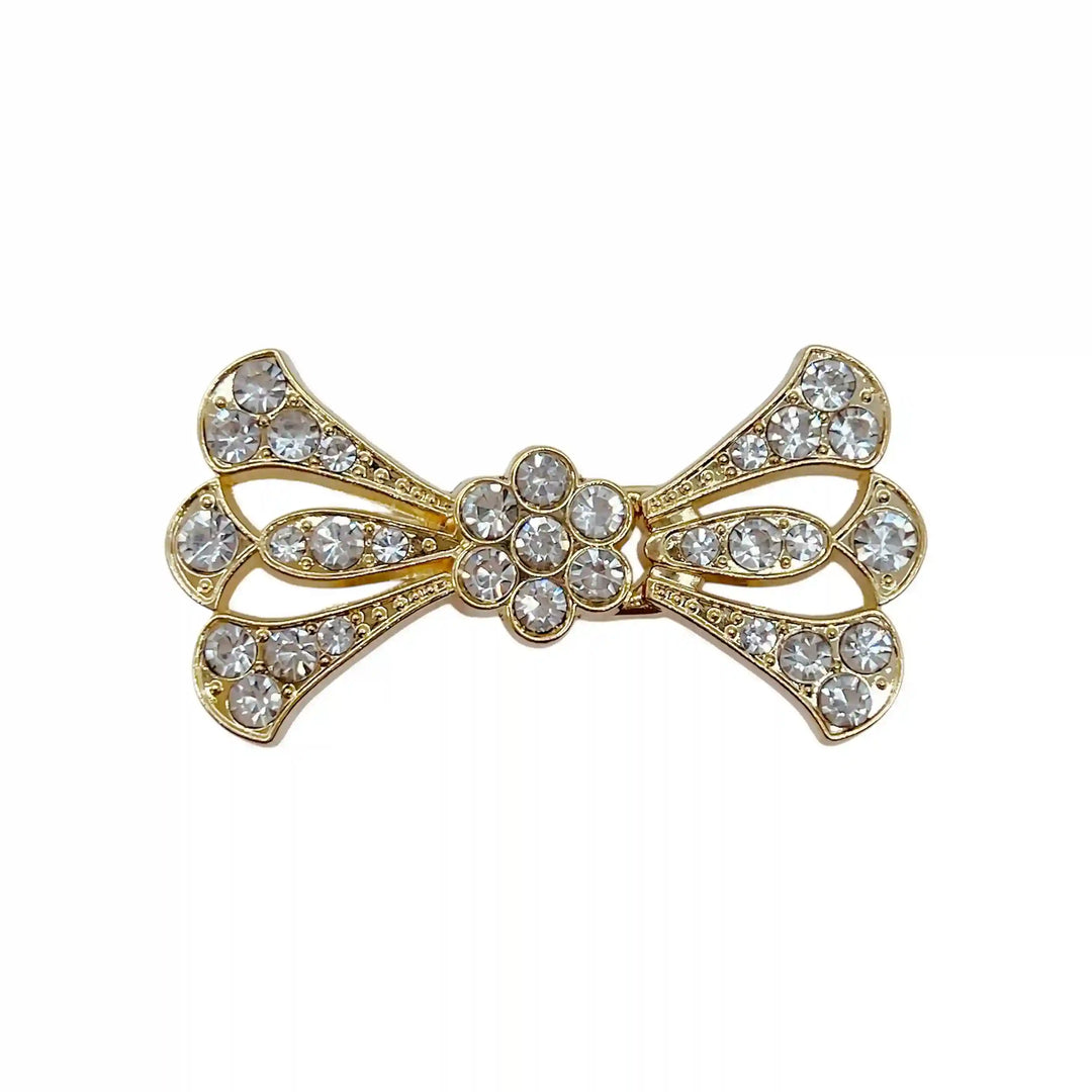 Bow Style Rhinestone Metal Frog Closure Buttons