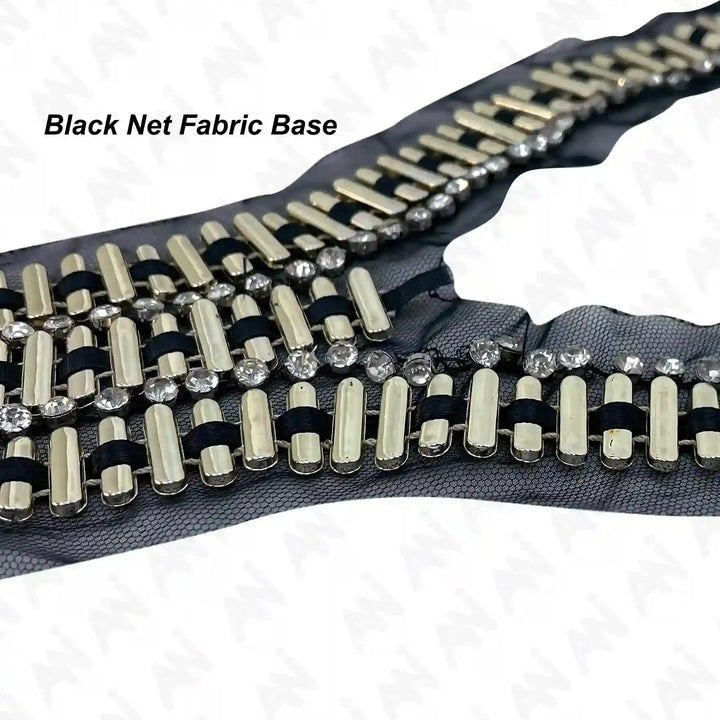 Embellished Beads and Rhinestone Empire Neckline Appliqué