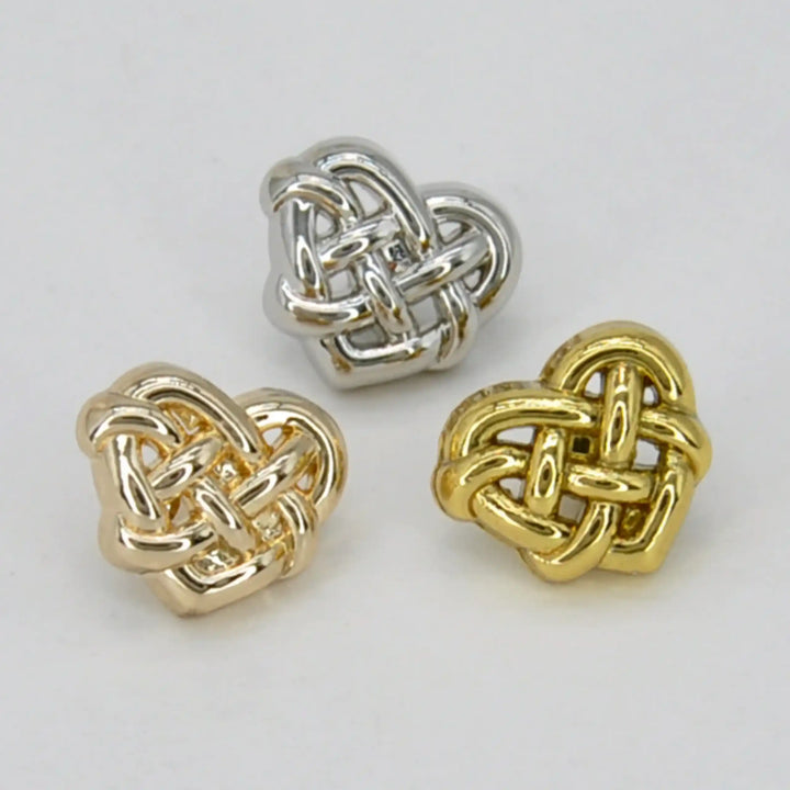 Interlock Heart Shaped Metal Button | 12mm (20L)