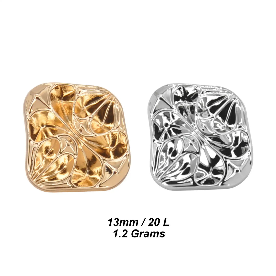 Hammered Wave Square Metal Button | 13mm(20L)