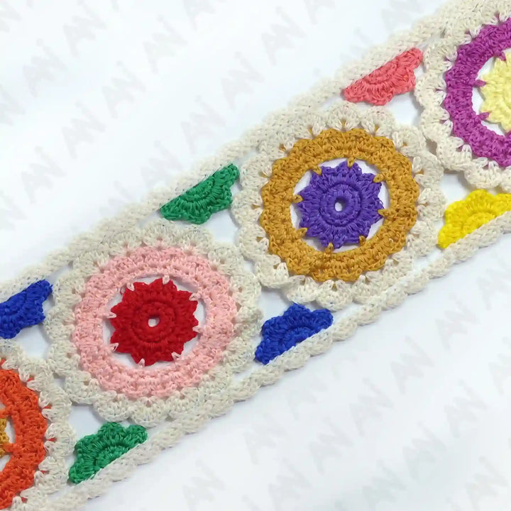 Crocheted Granny Square Lace Trim | 2 Meter