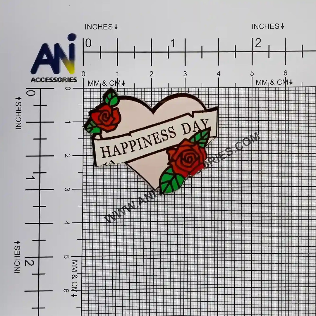 Happiness Day Heart Brooch Pin