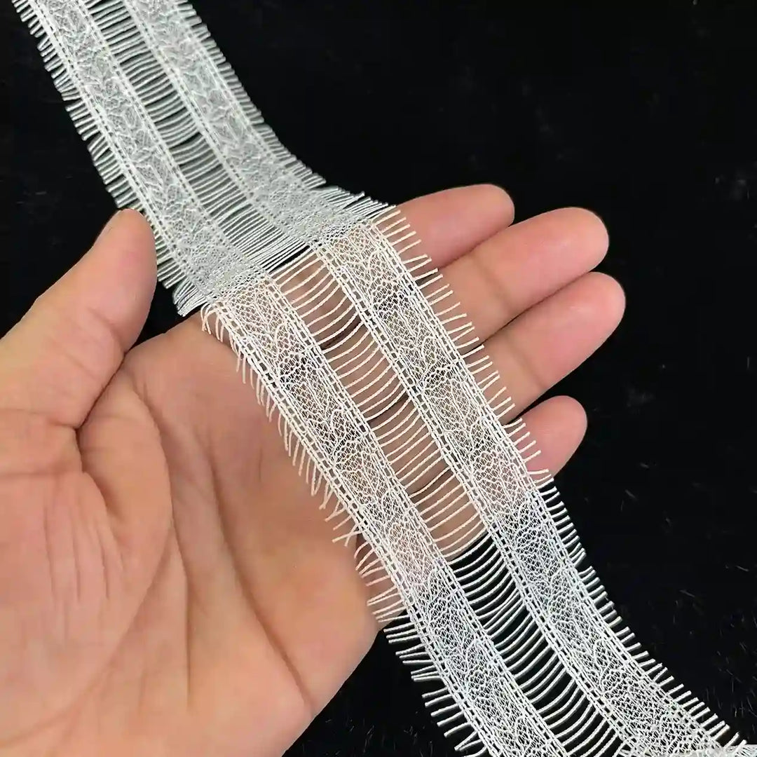 Geometric Ladder-Stitch Lace Trim