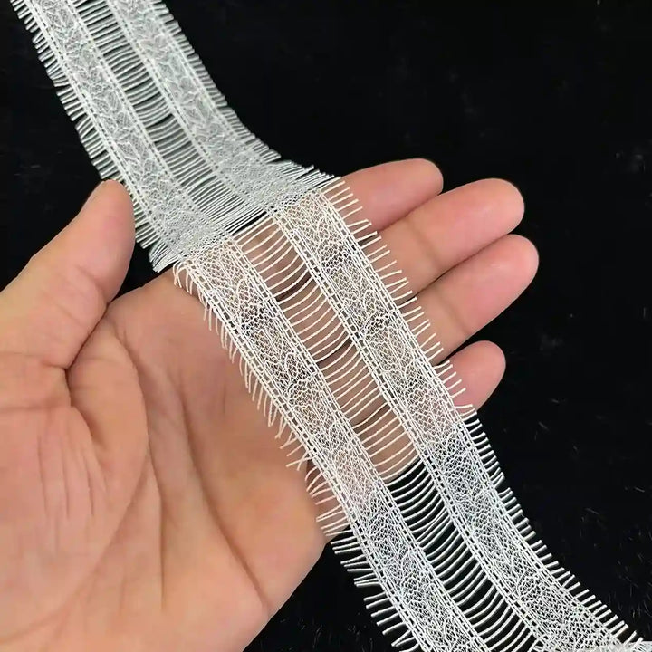 Geometric Ladder-Stitch Lace Trim