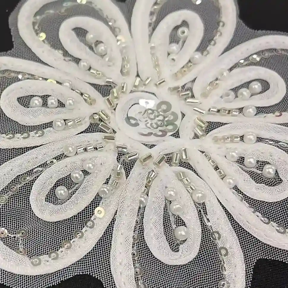 Double Blossom Beaded Patch